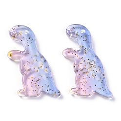 Средний Синий Шифер Акриловые подвески, блеск порошок, градиент цвета, динозавр, средний грифельно-синий, 29x16x3.5 мм, отверстие : 1.5 мм