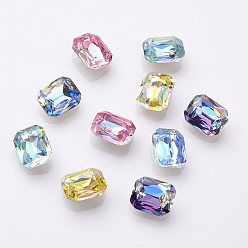 (52) Непрозрачная лаванда K 9 кабошоны из стеклянного страза, блестящий лазерный стиль, имитация австрийский хрусталь, задние и задние, граненые, прямоугольные, с покрытием на задной стороне, разноцветные, 10x8x4 мм