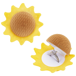 Желтый Шкатулки для украшений из бархата подсолнуха, для колец, Серьги, желтые, 7.4x4 см