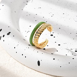 Настоящее золото 18K 304 двухслойные открытые манжеты из нержавеющей стали с эмалью для женщин, реальный 18 k позолоченный, 11 мм, регулируемый