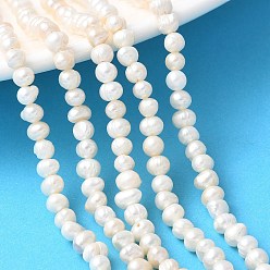 Снежный Нити из натурального культивированного пресноводного жемчуга, картофель, класс +, снег, 4~5 мм, отверстие : 0.6 мм, около 84~87 шт / нитка, 14.09''~14.96'' (35.8~38 см)