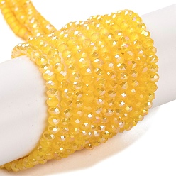 Золотистый Запекание гальванических нитей стеклянных бусин, AB цвет, граненые, рондель, золотые, 4x3 мм, отверстие : 1 мм, около 105~110 шт / нитка, 38~39 см