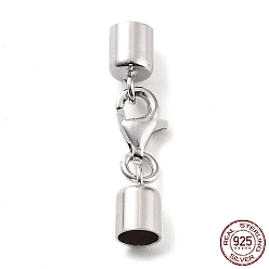 Платина Антикоррозийные 925 застежки-лобстеры из стерлингового серебра, с концами шнура и 925 штампом, платина, 25 мм, внутренний диаметр: 4 мм