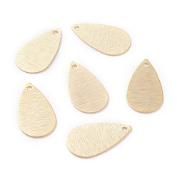 Real 24K Gold Plated Brass Charms, Teardrop, Real 24K Gold Plated, 18x10x0.5mm, Hole: 1.2mm