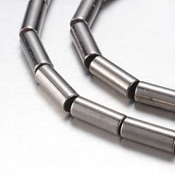 с Платиновым Покрытием Гальванизировать магнитные нити шарик синтетический гематит, класс А, колонка, с покрытием платиным, 9x3 мм, отверстие : 1 мм, около 44 шт / нитка, 15.7 дюйм (40 см)