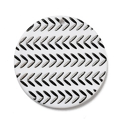 Black Arrow Pattern Opaque Acrylic Pendants, for DIY Earring Accessories, Flat Round, Black, 29.5x2mm, Hole: 1.6mm