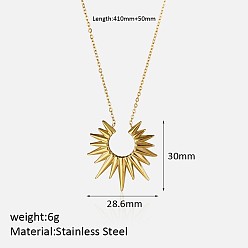 Солнце 304 ожерелья с подвесками из нержавеющей стали для женщин, золотые, солнце, 16.14 дюйм (41 см), Кулон : 30x28.6 мм