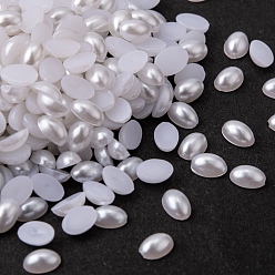 White ABS Plastic Imitation Pearl Cabochons, Oval, White, 6x4x2mm, about 10000pcs/bag