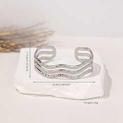 Нержавеющая Сталь Цвет 304 женские браслеты-манжеты из нержавеющей стали, волна, цвет нержавеющей стали, внутренний диаметр: 2-3/8 дюйм (6 см)