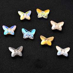 Mixed Color 2-Hole Butterfly Glass Rhinestone Buttons, Faceted, Mixed Color, 14.5x17x5mm, Hole: 1.2mm