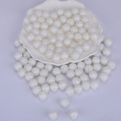 White Round Silicone Focal Beads, Chewing Beads For Teethers, DIY Nursing Necklaces Making, White, 15mm, Hole: 2mm