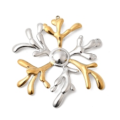 Снежинка Двухцветные 304 большие подвески из нержавеющей стали, золотые и нержавеющая сталь цвет, снежинка, 53.5x49.5x4.5 мм, отверстие : 1.5 мм