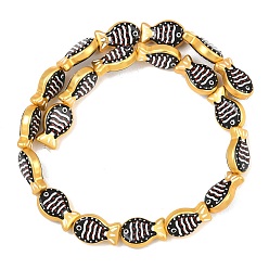 Black Baking Paint Opaque Glass Enamel Beads, Hand Drawn Beads, Fish, Black, 19x12.5x7mm, Hole: 1.2mm
