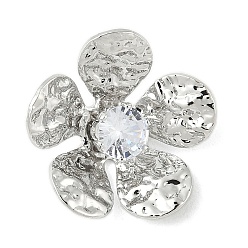 Платина Латунные микро проложить кубического циркония подвески, без кадмия, без никеля и без свинца, цветок, платина, 17x18x7 мм, отверстие : 1.2 мм