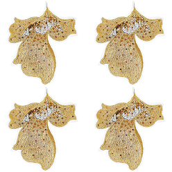 Золотистый Цветочные полиэстеровые компьютеризированные вышивки, термоприклеиваемые/пришивные нашивки, аппликации в китайском стиле, золотые, 120x145x1 мм