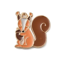 Squirrel Подвески из эмали из сплава золотого тона на День Благодарения, белка, 20x19x1.5 мм, отверстие : 1.6 мм