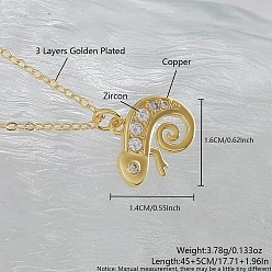 Fish Ожерелья с подвесками Ocean Summer из латуни с прозрачными кубическими цирконами и паве, золотые, рыба, 17.72 дюйм (45 см), Кулон : 16x14 мм