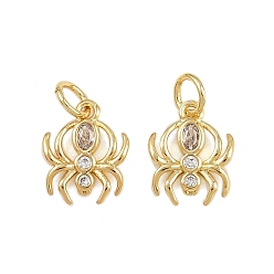 Настоящее золото 18K Кулон из циркония, с целью перехода в кольце, прелести паука, стойки покрытие, долговечный, без свинца и без кадмия, реальный 18 k позолоченный, 11.5x9.5x1.5 мм, отверстие : 3 мм