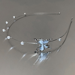 Светло-Синий Сплав волос, бабочка, со стеклянными аксессуарами для волос для женщин и девочек, голубой, 130 мм