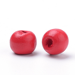 Mixed Color Natural Wood Beads, Spray Painted, Round, Lead Free, Mixed Color, 10x9mm, Hole: 3mm, about 1610pcs/500g