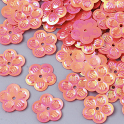 Светло-Вишневый Аксессуары для орнаментов, пластиковые пайетки / блестки из пвх, AB цвет, цветок, светло-вишневый, 12.5x12x0.5 мм, Отверстие : 1.2 мм , около 10000 шт / 500 г
