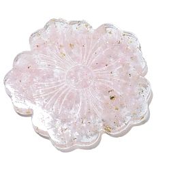 Розовый Кварц Фигурки цветов из смолы, с натуральной крошкой розового кварца внутри статуй для украшения домашнего офиса, 110x110x7 мм