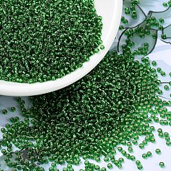 (RR16) Silverlined Green Миюки круглые бусины рокайль, японский бисер, 11/0, (rr 16) серебристый зеленый, 2x1.3 мм, отверстия : 0.8 mm, около 50000 шт / фунт
