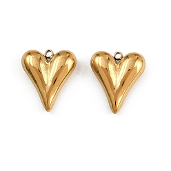 Настоящее золото 18K 304 подвески из нержавеющей стали с ионным покрытием (IP), шарма сердца, реальный 18 k позолоченный, 13.5x11.5x4 мм, отверстие : 1 мм