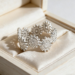 Серебро Кольцо-манжета из латуни с выемкой в виде колеса обозрения для женщин, серебряные, размер США 7 1/4 (17.5 мм)