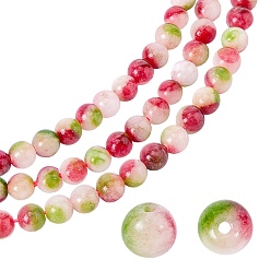 Камелия 1 нити бусин из натурального камня, окрашенного в цвет камня, имитирующего турмалин, круглые, камелия, 6 мм, отверстие : 1 мм, около 63 шт / нитка, 14.96 дюйм (38 см)