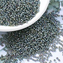 (RR1021) Silverlined Gray AB Миюки круглые бусины рокайль, японский бисер, (rr 1021) серебристый серый ab, 11/0, 2x1.3 мм, Отверстие: 0.8 мм, о 1100 шт / бутылка, 10 г / бутылка