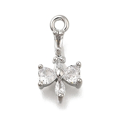 Платина Кулон из циркония, без кадмия, без никеля и без свинца, бантом прелести, платина, 14.5x7x3 мм, отверстие : 1.4 мм