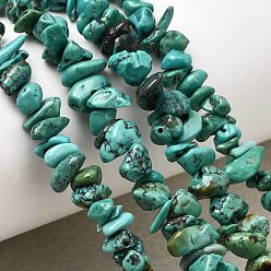 Бирюза из Хубэя Натуральные нити бирюзовый шарик Hubei, самородок, 4~8.5x4~8.5x1.5~4 мм, отверстие : 0.4 мм, 33.07'' (84 см)