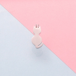 Stainless Steel Color Non-Tarnish Stainless Steel Pendants, Cat Shape Charm, Stainless Steel Color, 19x8.5x1.3mm, Hole: 1.8mm