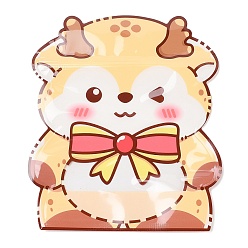 Олень Рождественские тематические пластиковые пакеты с застежкой-молнией, закрывающиеся сумки, пакеты с самоуплотнением, верхнего уплотнения, олень, 20x17.1x0.3 см