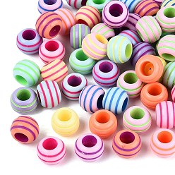 (52) Непрозрачная лаванда Непрозрачный акрил европейского бисера, бусины с большим отверстием, Рондель с полосой, разноцветные, 9~9.5x7 мм, отверстие : 4.7 мм, Около 1562 шт / 500 г