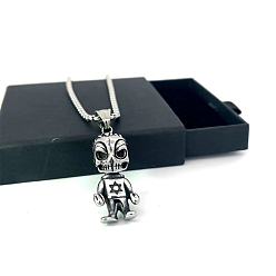 Нержавеющая Сталь Цвет Винтажные готические ожерелья из нержавеющей стали с подвеской в виде куклы-демона из мультфильма, цвет нержавеющей стали, 23.62 дюйм (60 см)