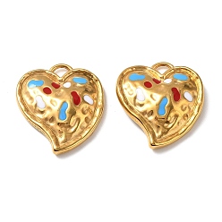 Золотой 304 нержавеющей стальной эмали подвески, шарма сердца, золотые, 31x27x5.5 мм, отверстие : 4x4.5 мм