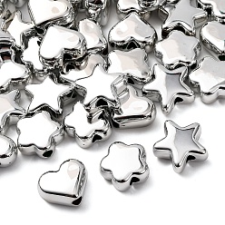 с Покрытием Серебра Непрозрачные акриловые бусины с УФ-покрытием, бабочка/цветок/сердце/звезда, со серебряным покрытием, 16~19x18.5~20x8.5~9 мм, отверстие : 3.8 мм