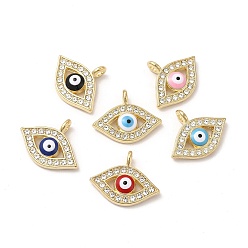 Золотой Подвески из эмали и сплава, со стразами, конский глаз с оберегом от сглаза, золотые, 15.5x19.5x3 мм, отверстие : 2 мм