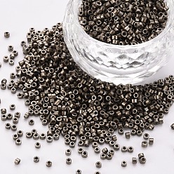 Коричневый Стеклянные цилиндрические бусины, бисер, металлических цветов, спекающийся лак, круглое отверстие, кофе, 1.5~2x1~2 мм, отверстие : 0.8 мм, около 8000 шт / упаковка, около 1 фунт / мешок