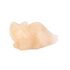 Yellow Hematoid Quartz Figurine de chat sculptée en quartz hématoïde jaune naturel, décoration pour bureau à domicile, 27~31x51~56x24~31mm