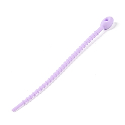 Violet Oval Shape Silicone Cable Zip Ties, Cord Organizer Strap, for Wire Management, Violet, 128x8x7mm