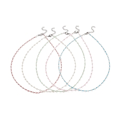 Color mezclado Collar con cuentas de cristal de semilla y perla de imitación de plástico abs para mujer, color mezclado, 17.52 pulgada (44.5 cm)