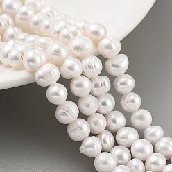 (404) Непрозрачное AB Кислое яблоко Нити из натурального культивированного пресноводного жемчуга, картофель, цветочный белый, 7~8 мм, отверстие : 0.6 мм, около 26 шт / нитка, 6.69 дюйм (17 см)