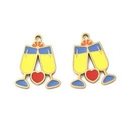 Желтый 304 нержавеющей стальной эмали подвески, пить, ионное покрытие (ip), реальный 18 k позолоченный, желтые, 17x14x1.5 мм, отверстие : 1.5 мм