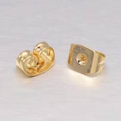 Real 18K Gold Plated Real 18K Gold Plated Brass Ear Nuts, Friction Earring Backs for Stud Earrings, Lead Free & Cadmium Free & Nickel Free, 6x4.5x3mm, Hole: 0.8mm