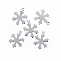 Нержавеющая Сталь Цвет Устойчивые к потускнению 201 подвески из нержавеющей стали, снежинка, цвет нержавеющей стали, 19x14.5x0.7 мм, отверстие : 1.4 мм