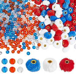 Mixed Color 72Pcs 3 Colors Imitation Rabbit Hair European Beads, Large Hole Beads, Rondelle, with 600Pcs Acrylic Beads, Mixed Color, 19.5~20x12mm, Hole: 4mm