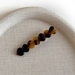 (932FM) Темно-синий аква-матовый с подкладкой Уксусная кислота с заколками из сплава кожи аллигатора, сердце, темно-золотистые, 12x65 мм